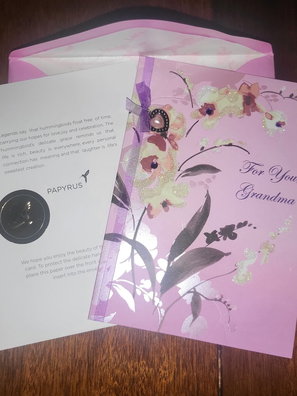 Papyrus Pink Floral "For You Grandma" Greeting Card